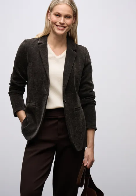 Chenille Cord-Blazer darkest brown