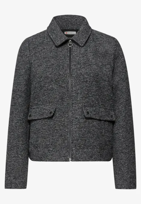 Melierte Jacke Black