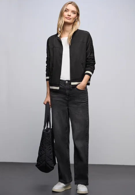 Blouson mit Collegedetails Black Blouson mit Collegedetails Black