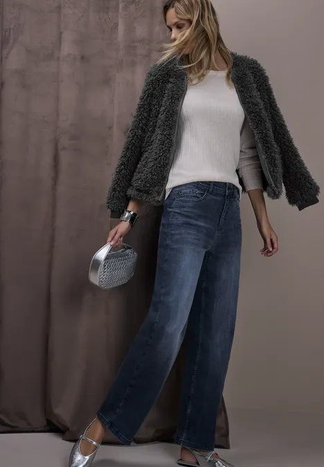 Blouson en fausse fourrure gravel grey