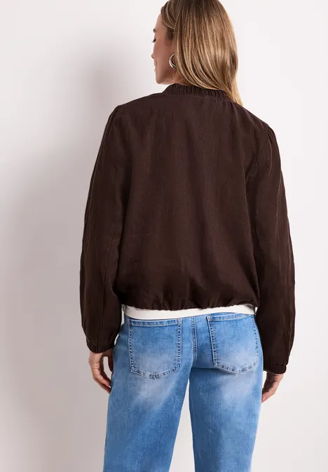 Blouson mit gerafftem Saum und Zipper espresso brown