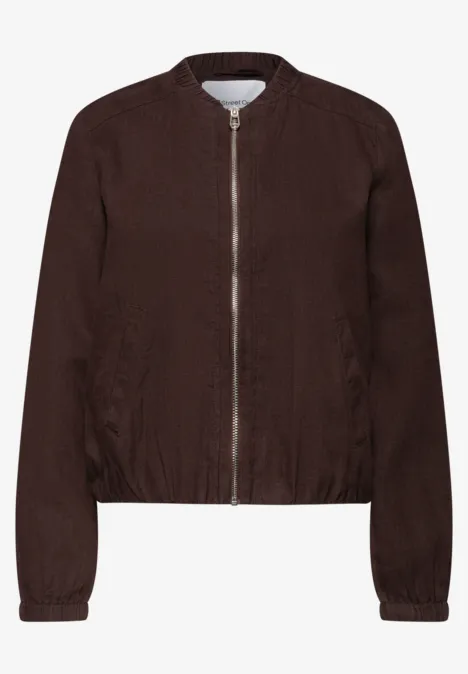 Blouson mit gerafftem Saum und Zipper espresso brown