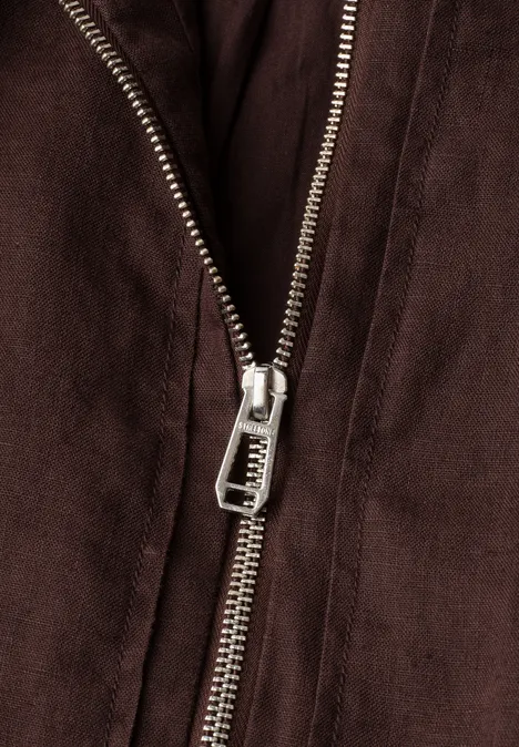 Blouson mit gerafftem Saum und Zipper espresso brown