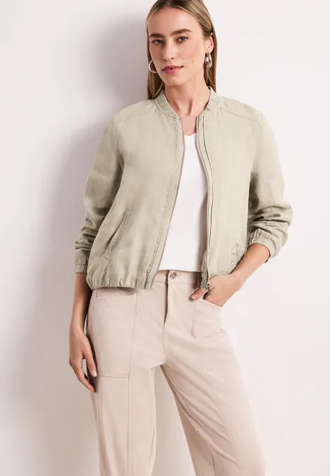 Blouson mit gerafftem Saum und Zipper timeless beige