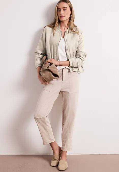 Blouson mit gerafftem Saum und Zipper timeless beige