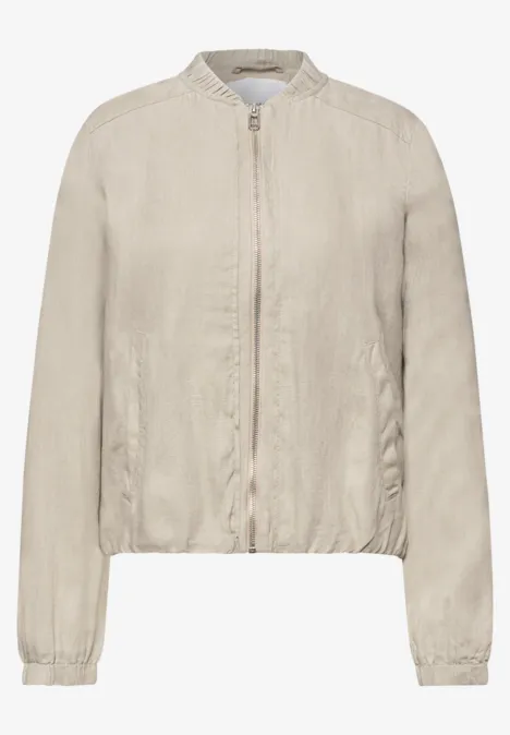 Blouson mit gerafftem Saum und Zipper timeless beige