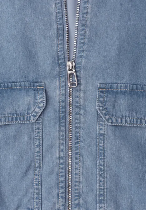 Blouson mit Stehkragen aus Lyocell Light Blue soft wash