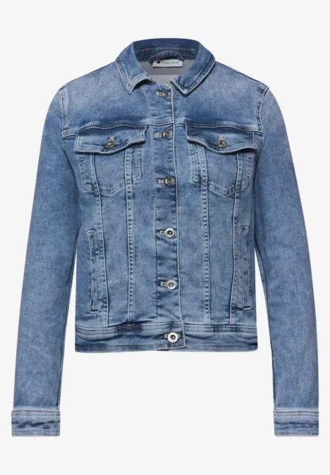 Jeansjacke mit Brusttaschen und Knöpfen Medium Blue Wash