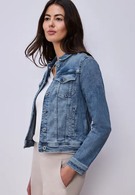 Jeansjacke mit Brusttaschen und Knöpfen Medium Blue Wash