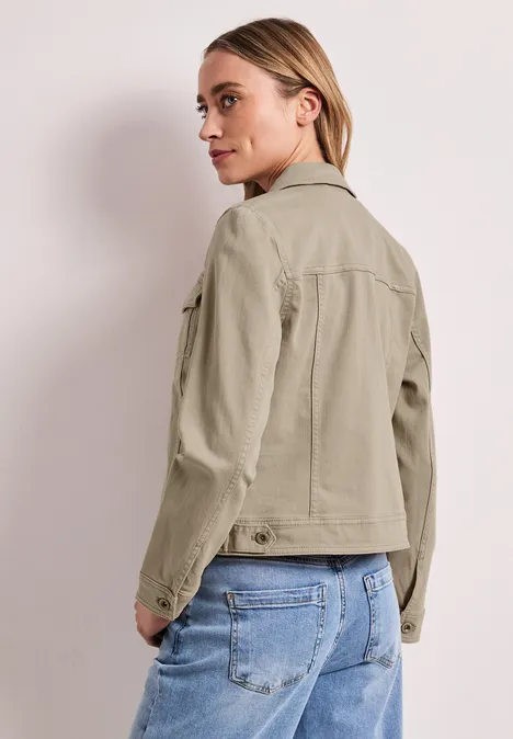 Veste en denim coloré avec poches Beige Washed