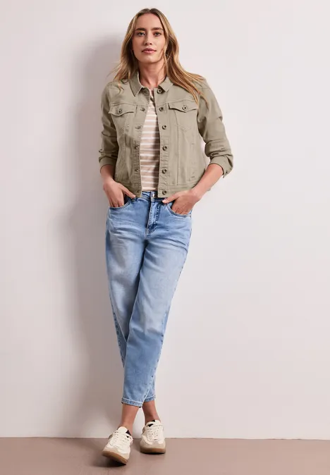 Veste en denim coloré avec poches Beige Washed