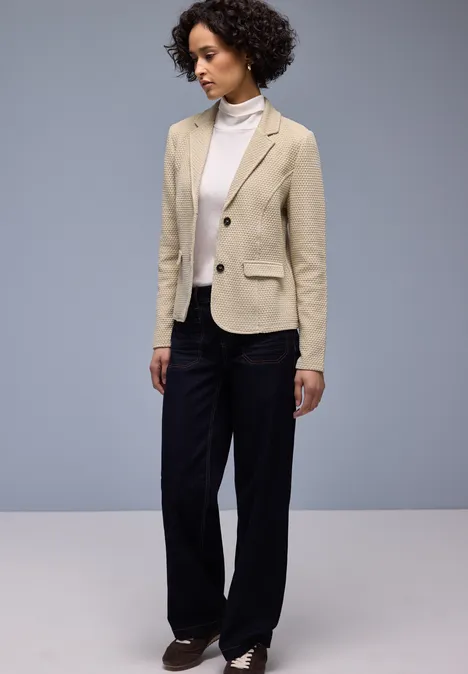 Blazer met structuur cotton beige