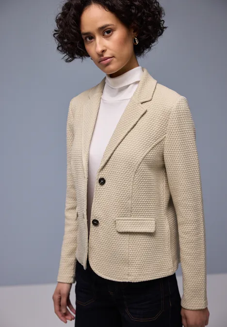 Blazer met structuur cotton beige