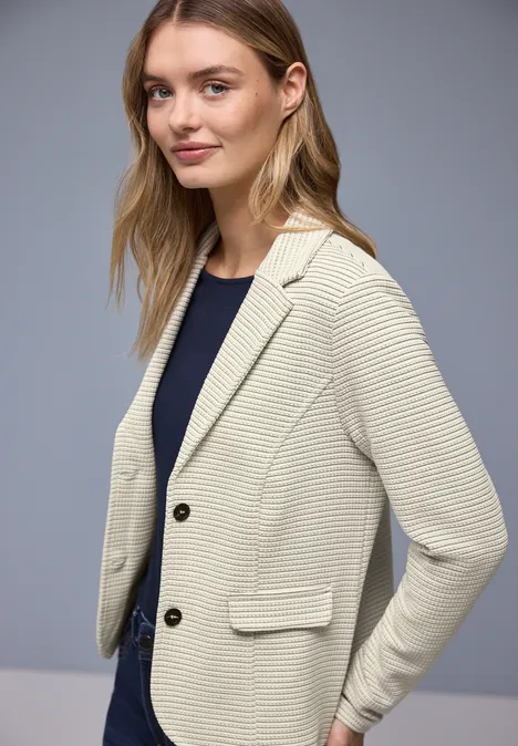 Gestreifter Blazer soft beige