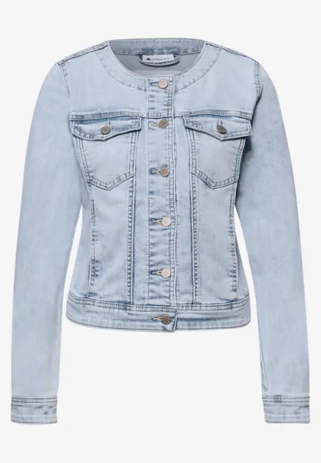 Veste en jean avec poches poitrine et boutons Light blue washed