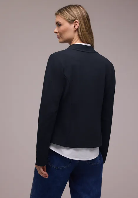 Jersey blazer met textuur shadowed navy