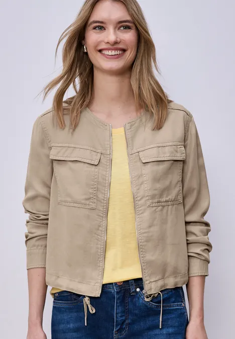 Veste au look délavé avec cordon de serrage safari beige