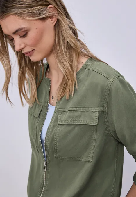 Jacke im Washed-Look mit Tunnelzug Lichen Green Jacke im Washed-Look mit Tunnelzug Lichen Green