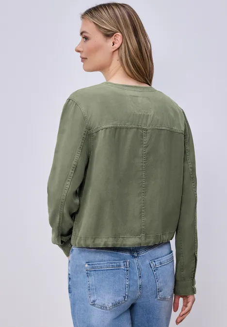 Jacke im Washed-Look mit Tunnelzug Lichen Green Jacke im Washed-Look mit Tunnelzug Lichen Green