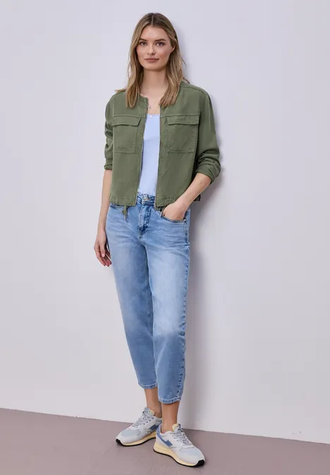 Jacke im Washed-Look mit Tunnelzug Lichen Green Jacke im Washed-Look mit Tunnelzug Lichen Green