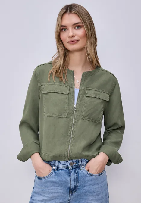 Jacke im Washed-Look mit Tunnelzug Lichen Green Jacke im Washed-Look mit Tunnelzug Lichen Green