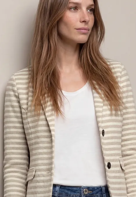 Basic Blazer mit Knöpfen und Streifen clay sand