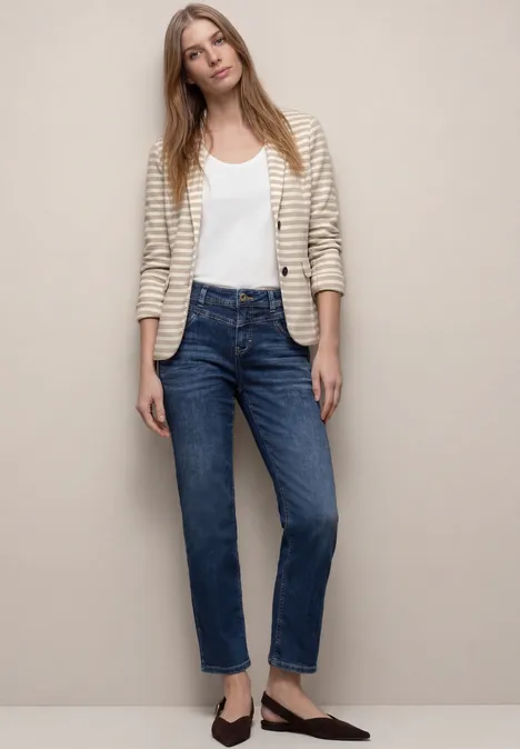 Basic Blazer mit Knöpfen und Streifen clay sand