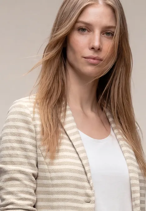 Basic Blazer mit Knöpfen und Streifen clay sand