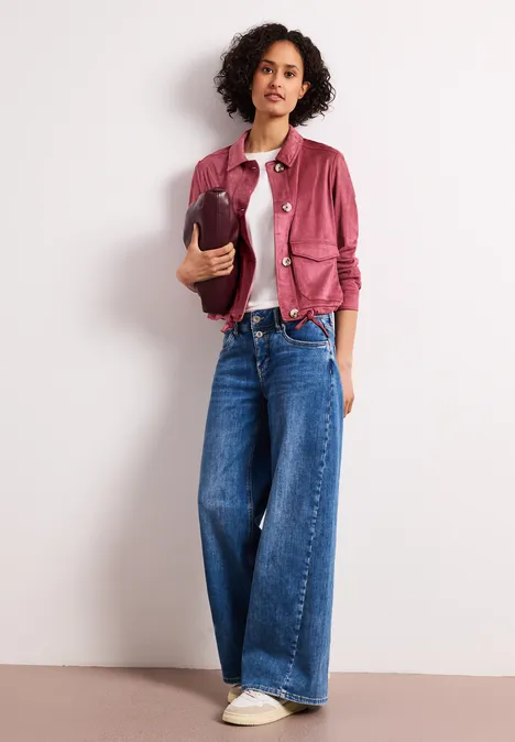 Welurowa kurtka z listwą guzikową dark clouded blush