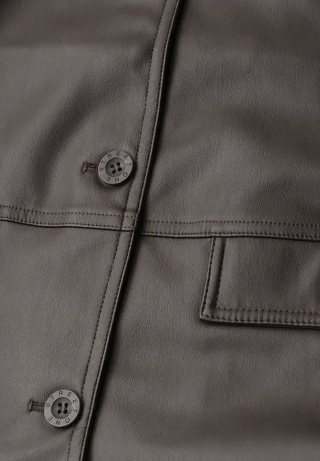 Jacke im Leder-Look mit Knöpfen espresso brown