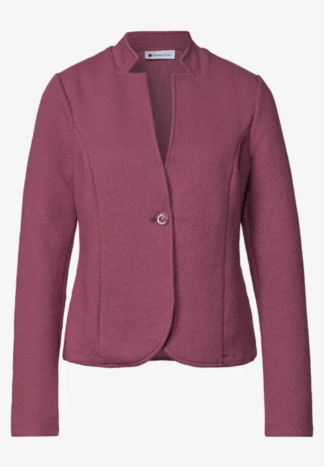 Roze blazer, éénknopsluiting, getailleerd, lange mouwen