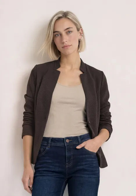 Blazer mit Reverskragen und Struktur black coffee mel. Blazer mit Reverskragen und Struktur black coffee mel.