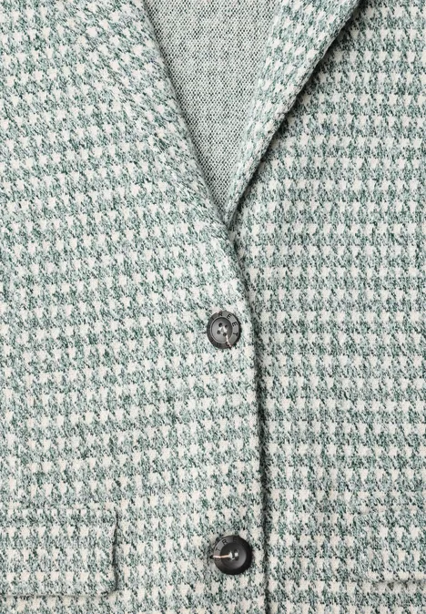 Hellgrüner Hahnentrittmuster-Blazer mit zwei Knöpfen und eingelassenen Taschen