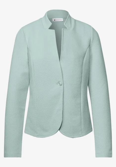 Mintgrüner Damenblazer mit einem Knopf, schmaler Passform und langen Ärmeln.