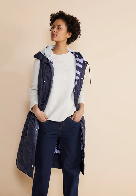 Gesteppte Long Weste gravity blue