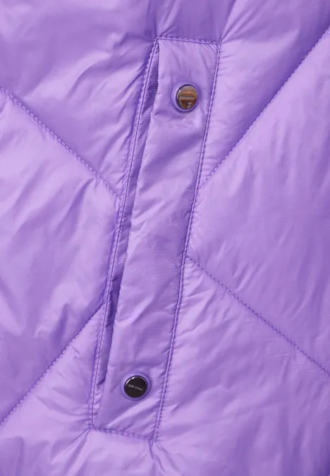 Gesteppte Long Weste shiny lilac
