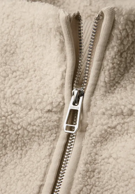 Teddy Weste mit Strickdetail Soft Fawn Beige