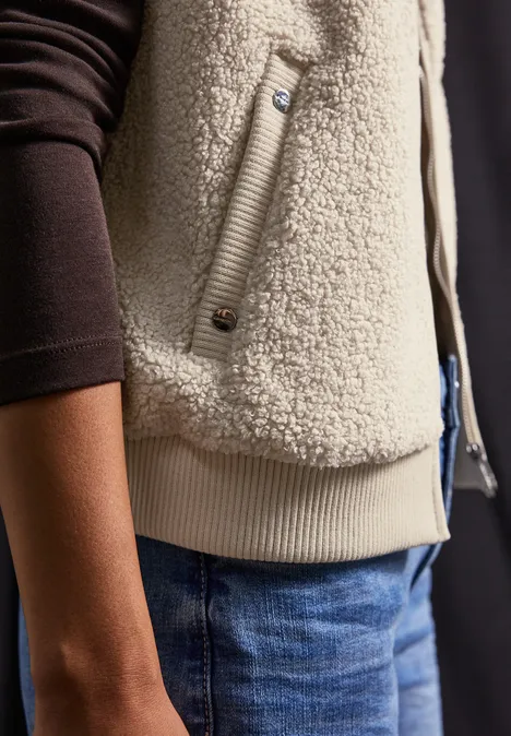 Teddy Weste mit Strickdetail Soft Fawn Beige
