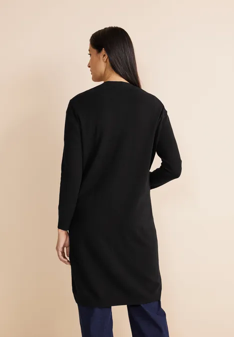 Langer Strick Cardigan Black