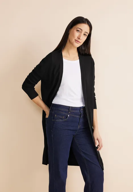 Langer Strick Cardigan Black