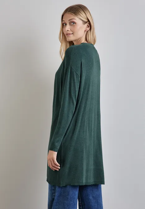 Langer Feinstrickcardigan dark forest green mel.