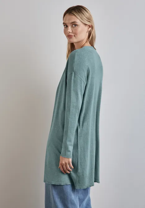Langer Feinstrickcardigan steelwood blue melange