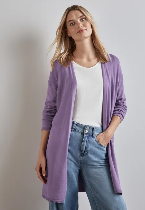 Langer Feinstrickcardigan light violet