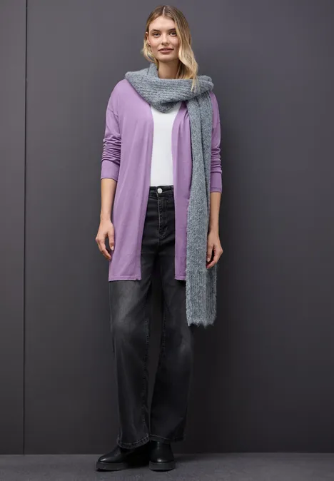 Lang fijn gebreid vest light violet