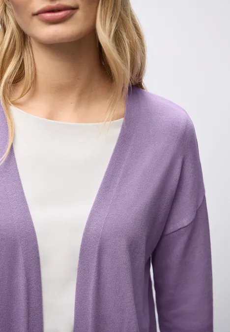 Lang fijn gebreid vest light violet
