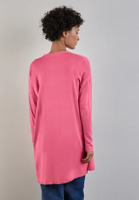 Langer Feinstrickcardigan infernal pink