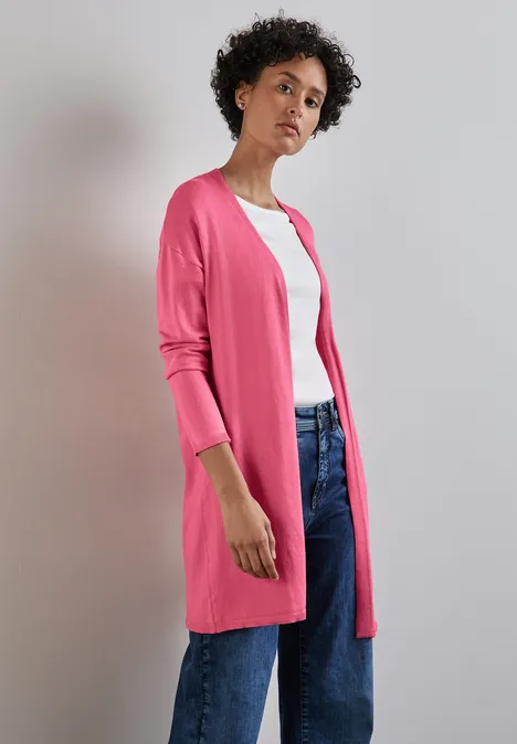 Langer Feinstrickcardigan infernal pink