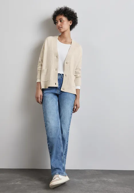 Cardigan court cream white melange