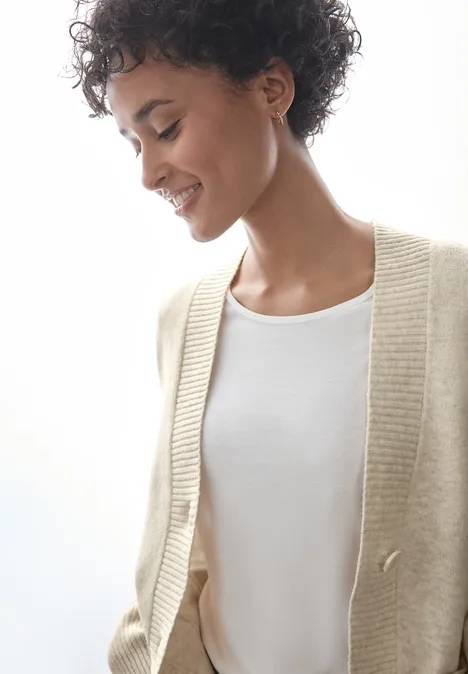 Cardigan court cream white melange