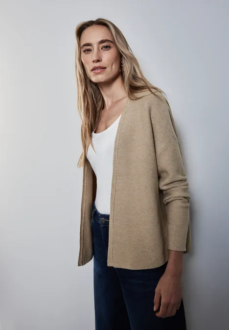 Offener Strukturcardigan honey sand mel.